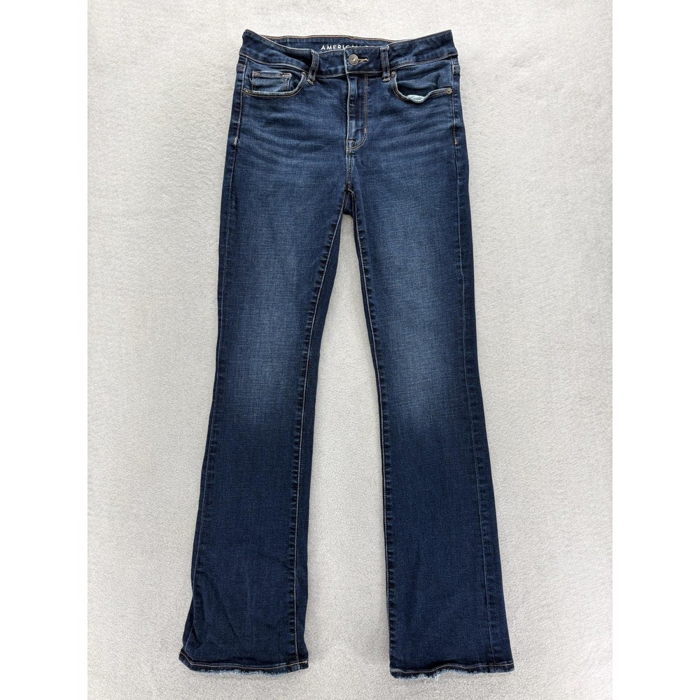 American Eagle High Rise Skinny Kick Jeans Womens 4 Blue Stretch Denim Bootcut